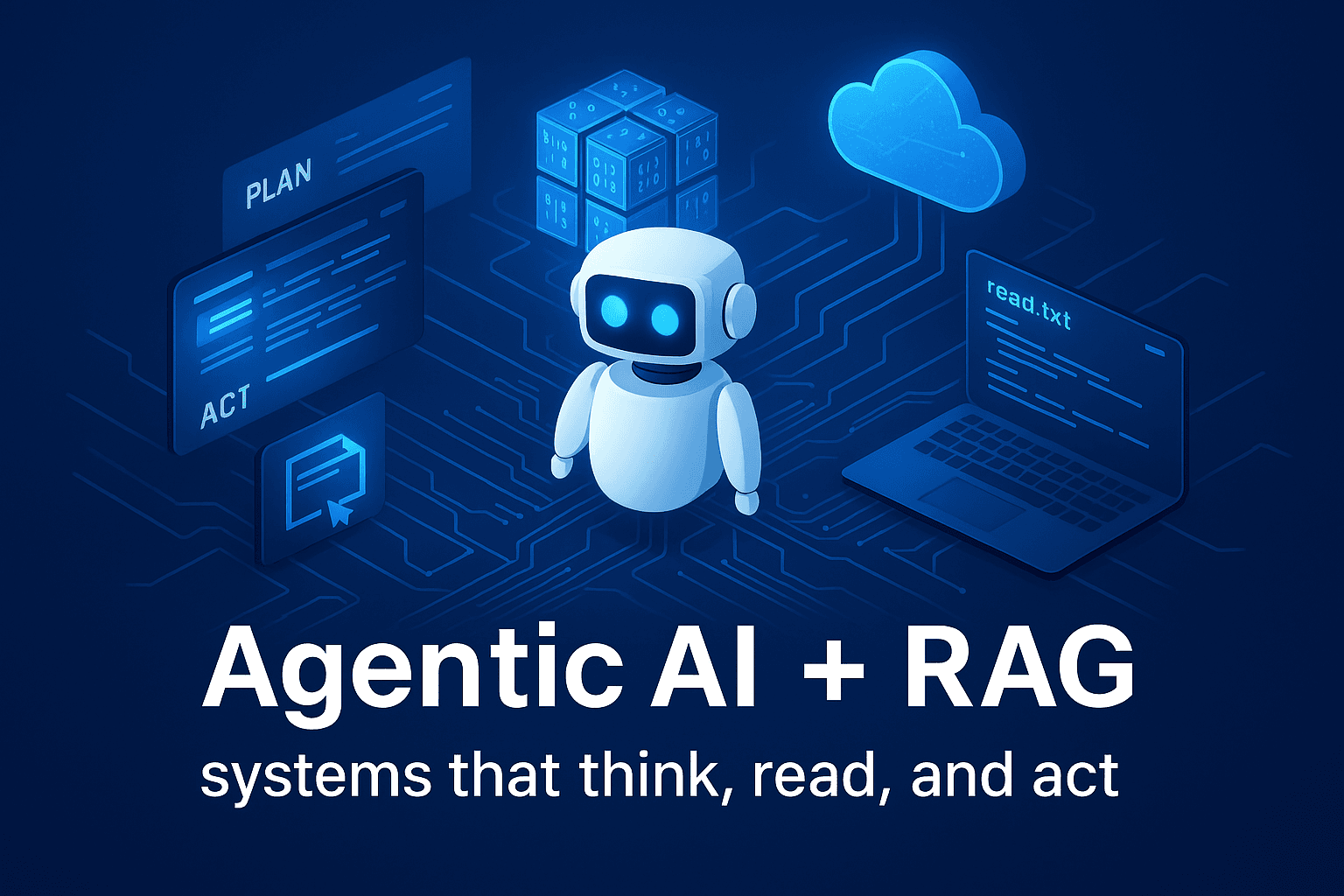 Cover image for Agentic AI + RAG: systems that think, read, and act